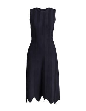 Shoshanna Leia Midi Dress Black Stripe Knit Scalloped Hem Alaila